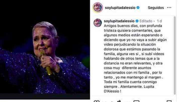 Lupita D´Alessio rompe el silencio sobre el divorcio de su hijo