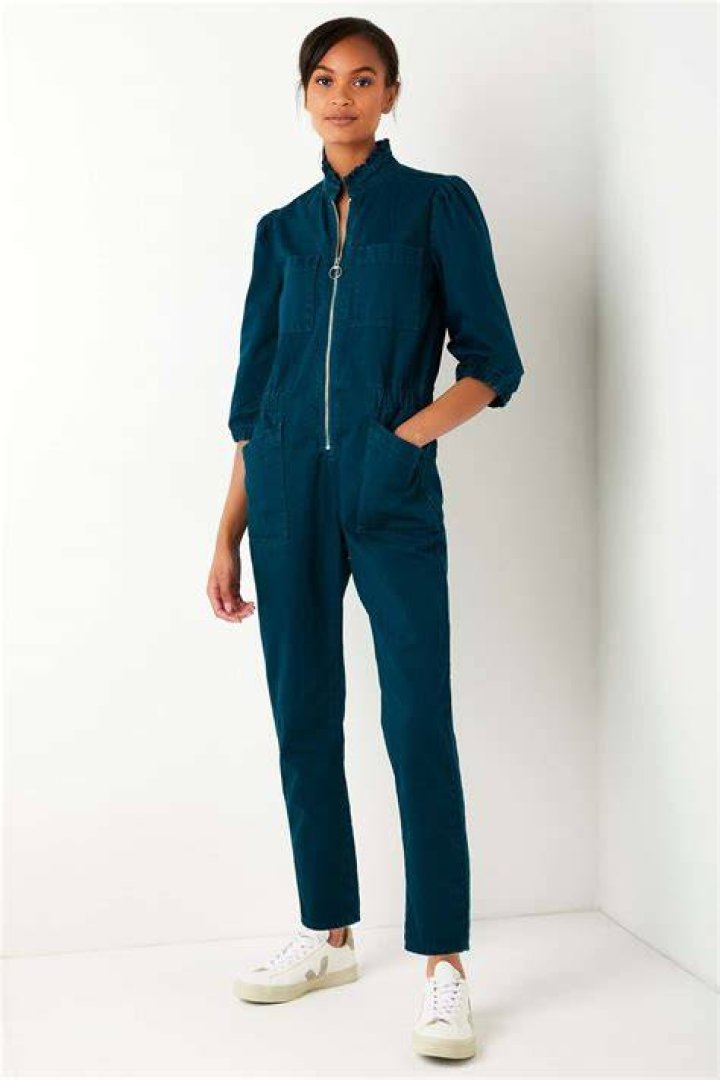 Zoe Zip Through Boiler Suit Petrol Regular — Wyse London